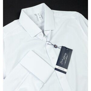 State & Liberty Tuxedo Shirt Men XL Athletic Fit Solid White Stretch French Cuff